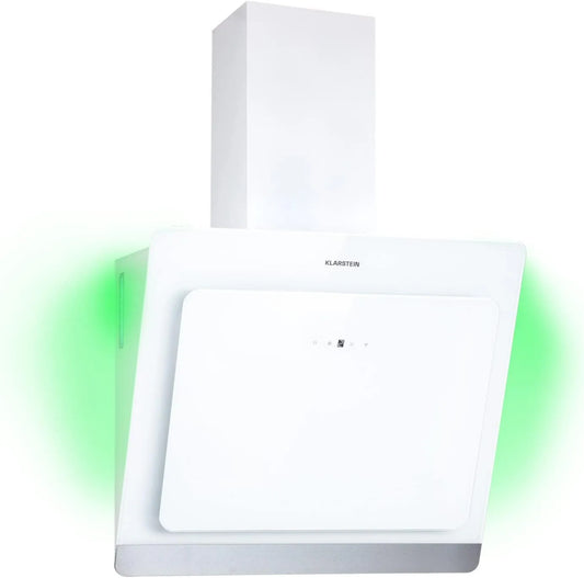 exaustor KLARSTEIN, 60 cm, 585 m3/h, capa de cozinha, inclinada, Wi-Fi, tranquilo, Cozinha 60 cm com lâmpadas LED, Fluxo de ar poderoso 585m3
