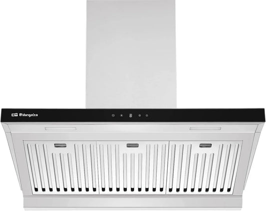Orbegozo Ventosa m3/h, 90 cm, 636, 2 m3/h, classe energética A, capa de cozinha, iluminação LED, 3 níveis, filtros profissionais, de alumínio