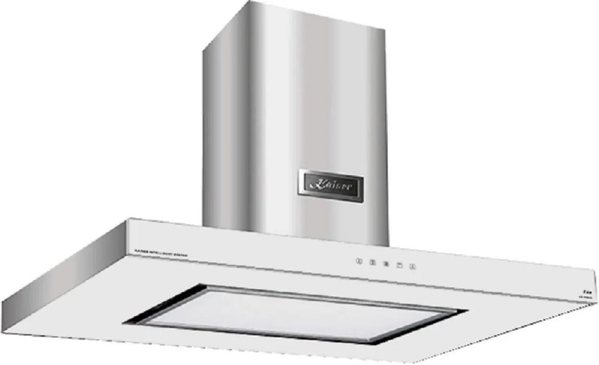 Kaiser exaustor, 90 cm, 9434 W, 1250 m3/h, capa de cozinha, aço inoxidável, branco, iluminação de superfície LED