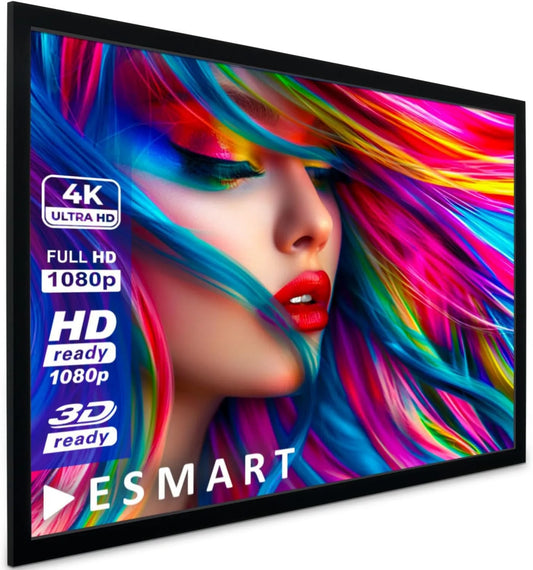 ESMART Produto 240 x 135 cm 16:9, EMSART Economy ExF Frame ecrã 252 cm, Tecido: Branco, Área de imagem 240 × 135 cm, tensão permanente