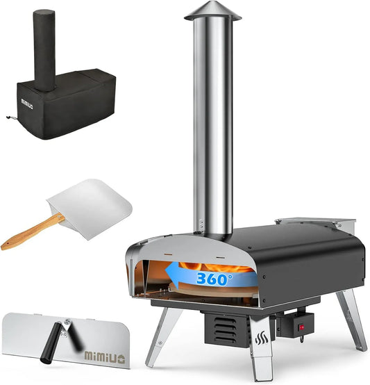 Pizza forno elétrico, pizza pelle e pedra, forno de madeira com sistema de rotação automática, W-Oven Series Tisserie, Mimiuo Pizza forno