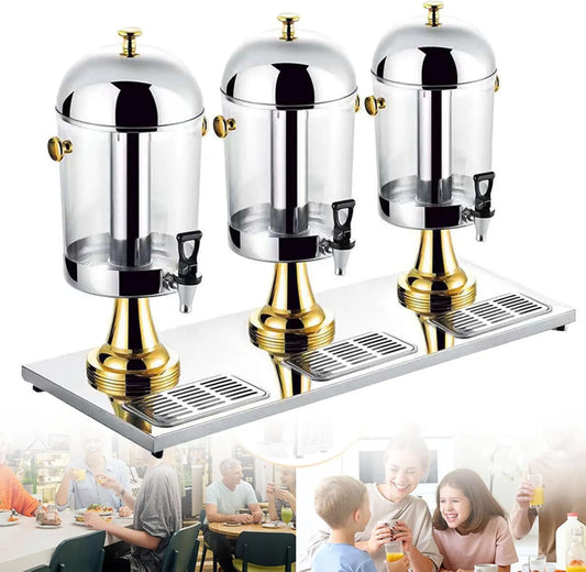 KJHYYPP Produto 24 L, Distribuidor de bebidas em aço inoxidável com bandejas de gelo, para servir bebidas frias, coquetéis, ouro, água