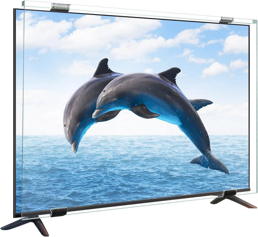 Qoosea Monitor, 55 polegadas, ecrã de PC, HD ecrãs transparentes TV acrílica, reduz o protetor de ecrã de listras para TV de suporte único
