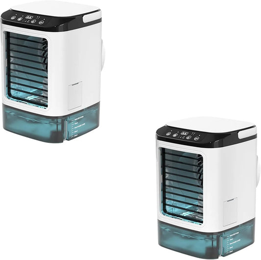 Générique Ar condicionado, Tanque Grande, Silencioso, LED 7 Cores e Tanque 900 ml, 2pcs, 4 velocidades, com molde de gelo, nebulização, modo de arrefecimento