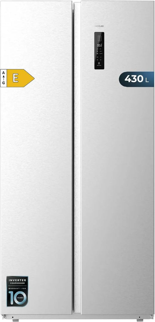 Frigorífico Cecotec, 430 L, No Frost, Inversor, aço inoxidável, Altura 176 cm e Largura 84 cm, Sistema de fluxo de ar multi