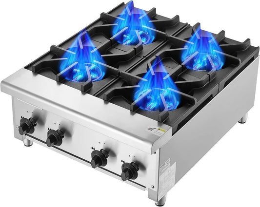 Máquina de cozinhar VEVOR com forno, profissional, restaurante, aço inoxidável, 28 kW, VEVOR panela de gás comercial com 4 queimadores, placa de cozinha