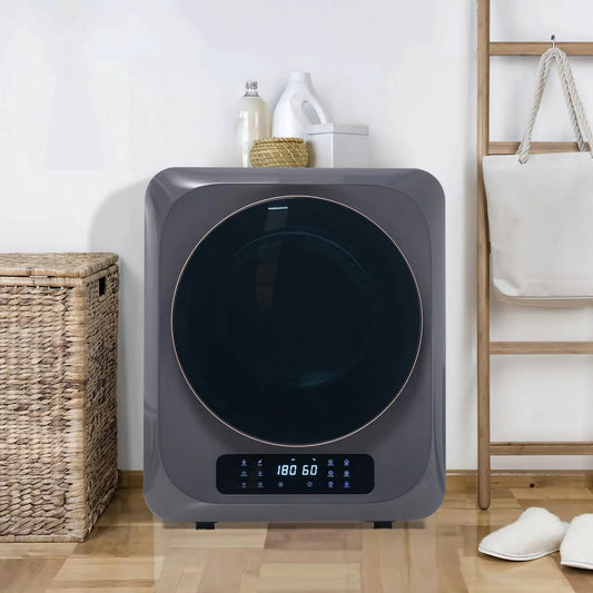 LARFOEK Secador, 850 W, 6 programas, 3 kg, instalação de parede, toque, cinza, 6 função secador e proteção sobreaquecimento, montagem de parede
