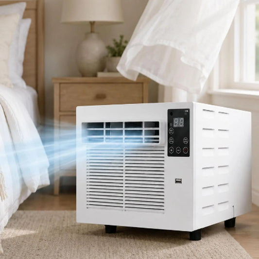 smafoseedding AC+1.8M, 280W, portátil, timer, camping, Modelo 2026 para Tenda Móvel, 1876 Btu, Refrigeração e desumidificação