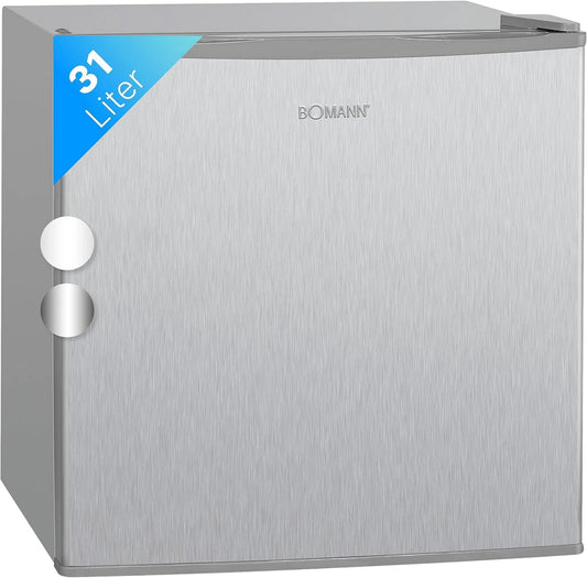 Bomann Congelador, 31 L, grelha, aço inoxidável, armário congelador, 1 aço inoxidável, GB 341, mini congelador com marca 4 estrelas, fechamento da porta