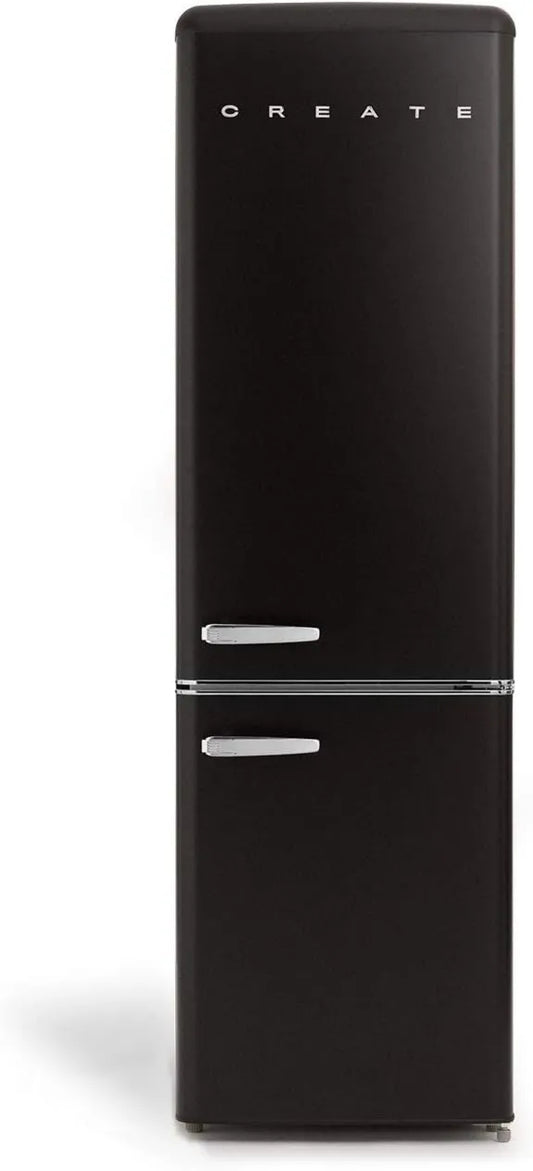 Frigorífico combinado, 244 L, 55x61, 5x181, 1cm, frigorífico com congelador, preto, abrindo 130o, 90W, 244L, CREATE/FRIDGE STYLANCE, estilo retro Vintage
