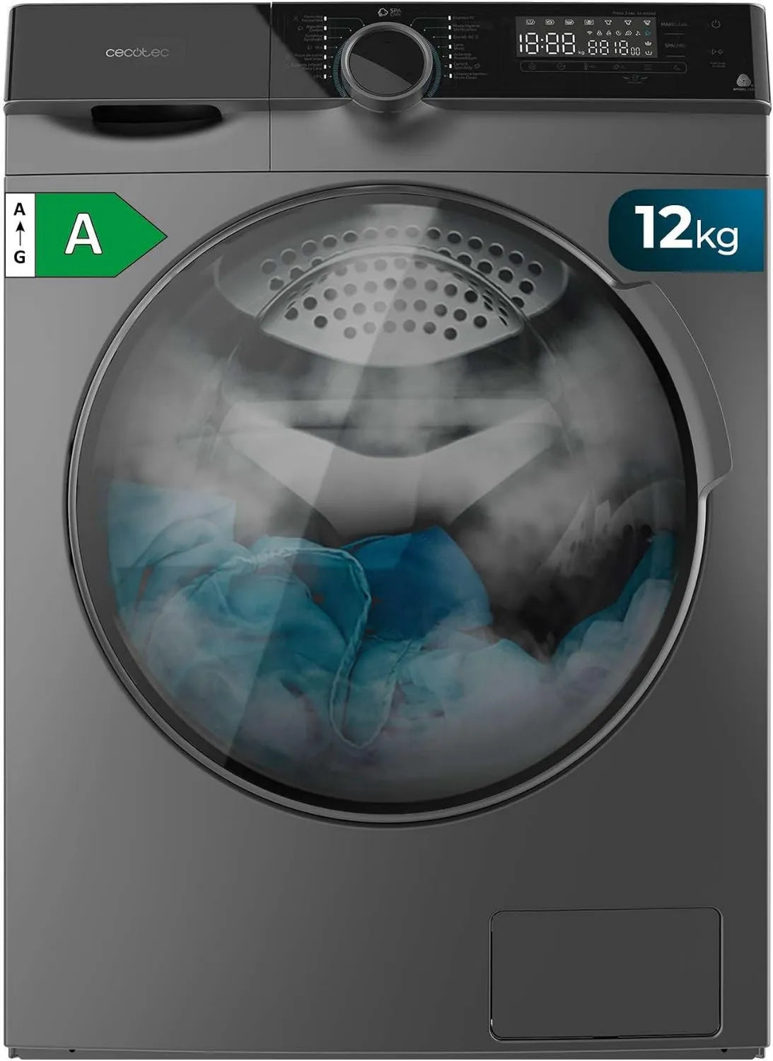 Cecotec Bolero DressCode 121000 Máquina de lavar roupa, 2000 W, 14 programas, 12 kg, inversor, 1400 rpm, mín ajustável máximo, WoolMark certificação, Spa Care