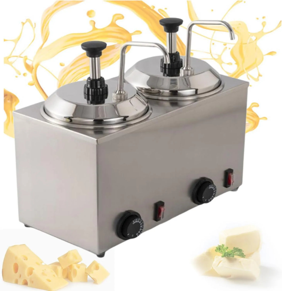 QUSYZD Produto profissional Chocolate Sauce Heater, dispensador de queijo com bomba de calor, regulação de temperatura 86-230 °F, tanque de aquecimento 2