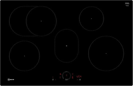 Neff T58PHF1L0 N70 Placa de indução, 80 cm, mesa de cozinha de indução, toque, stand-alone, Home Connect, Twist Touch, Smart Hood Automatic