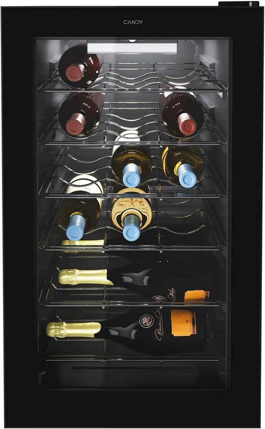 CANDY Electric cave de vinho, 40 x 55 x 70 cm, 21 garrafas, 39 dB, classe energética G, preto, hOn app com tecnologia viva, Candy DiVino CWC 021