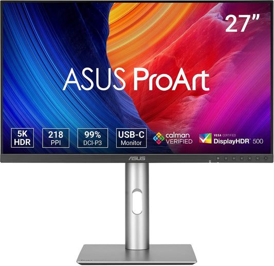 ASUS 99% DCI-P3, ProArt PA27JCV 27 polegadas 5K DCI-P3 USB-C Screen para Mac, Calman Verificado, Delta E < 2 PA27JCV DCI-P3, Charge 96W, M Mode for MacBook