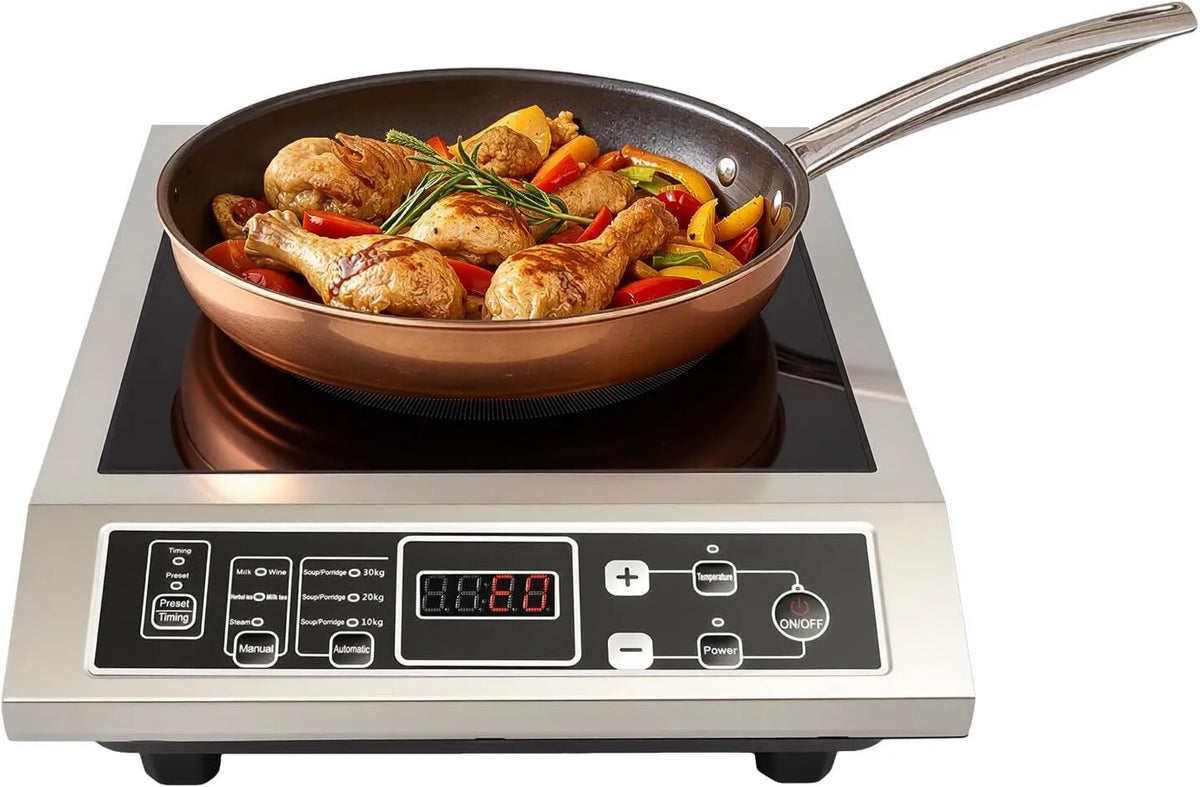 FROPIJ Placa de indução, 3500 W, mesa de indução de cozinha, profissional, restaurante, camping, placa de indução de cozinha com proteção contra o