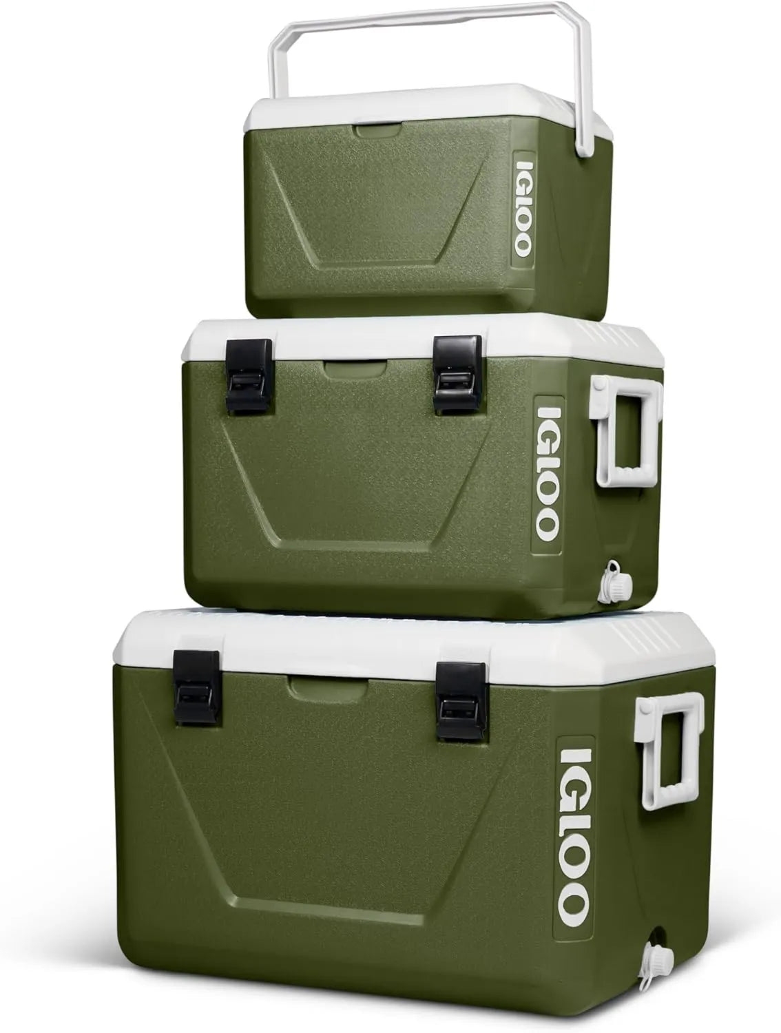 Produto de gelo leve e robustos para acampar, Igloo Stackable Passive Icemakers Set 55L + 27L + 11L, Praia, Pic-Nique & Outdoors, Verde