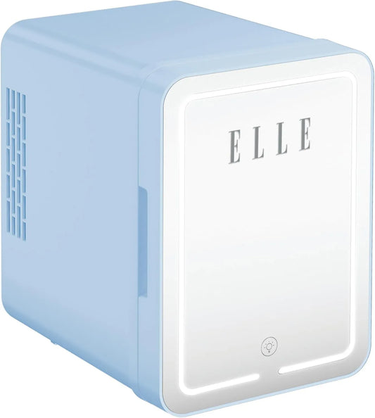 Frigorífico, 4 L, touchable, removível, azul, ELLE Mini Frigorífico Cosmético 4L com espelho LED, cuidados e cosméticos