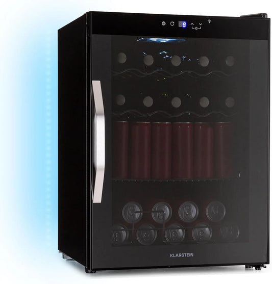 KLARSTEIN Frigorífico, 60 L, 3 a 18 °C, Wi-Fi, preto, LED 7 cores, KLARSTEIN Coachella 60 Frigorífico - 60L Frigorífico