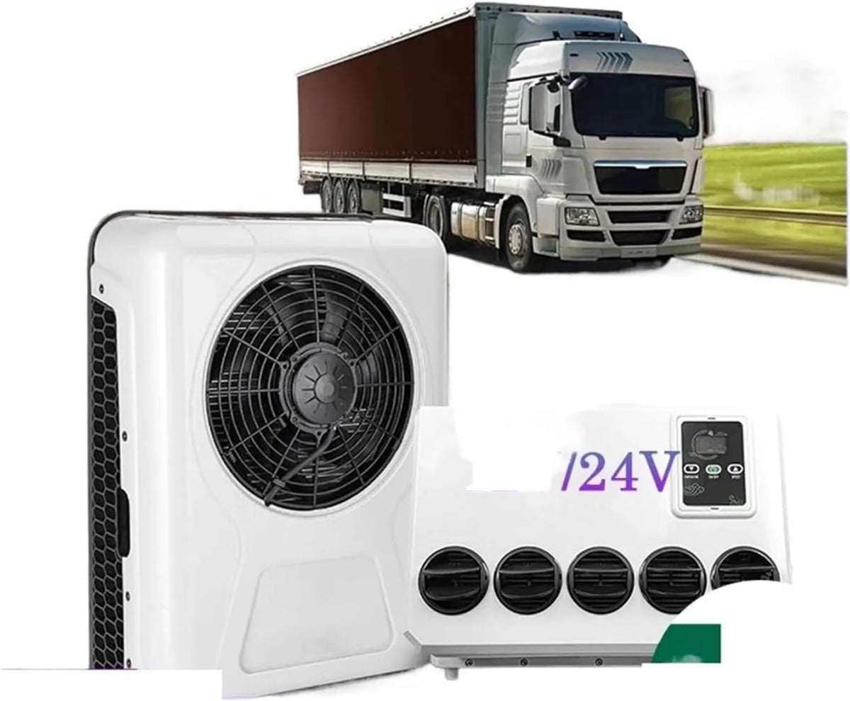 MOOILKO Ar condicionado V, 24, 12 V, vermelho, estacionamento elétrico ar condicionado divide 12000 BTU, 12V Vermelho, captador, trator e caminhão Ventilação por