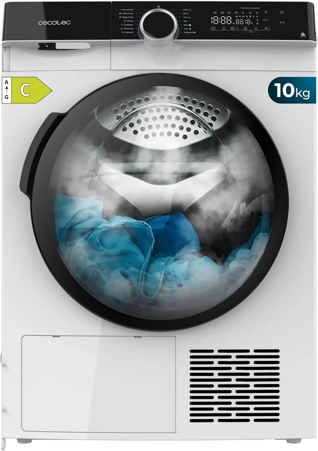 Cecotec Bolero Dresscode Dryer, 14 programas, 10 kg, classe E de energia, inversor, branco, Funções como UV Care, Classe Equivalente