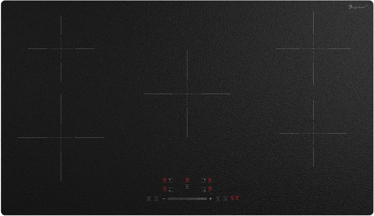 singlehomie Placa de indução, 90 cm, 5 lareiras, 9300 W, mesa de indução de cozinha, Boost, bloqueio, temporizador, Temporizador 1-99 Min, 9 Níveis de potência