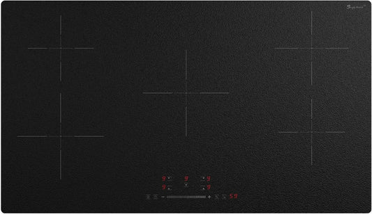 singlehomie Placa de indução, 90 cm, 5 lareiras, 9300 W, mesa de indução de cozinha, Boost, bloqueio, temporizador, Temporizador 1-99 Min, 9 Níveis de potência