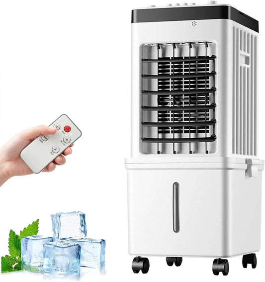 Générique Ventilador, 15 L, 3 velocidades, oscilação, tanque grande, silencioso, climatizador móvel com comando à distância