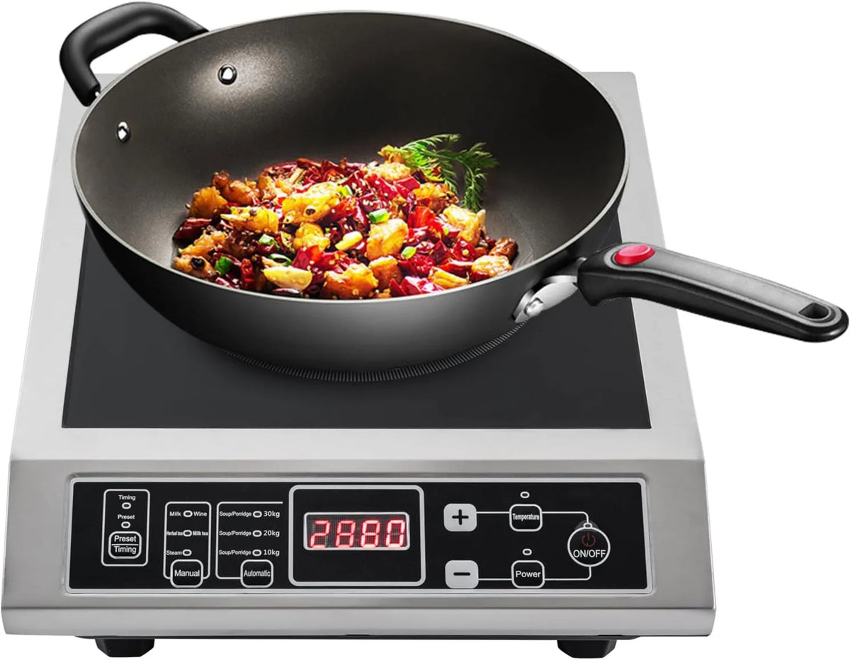 CUSANSK Placa de indução, 3500 W, 80 a 270 °C, placa de cozinha de indução, camping, aço inoxidável, faixa de temperatura: 80-270 °C e 50 kg