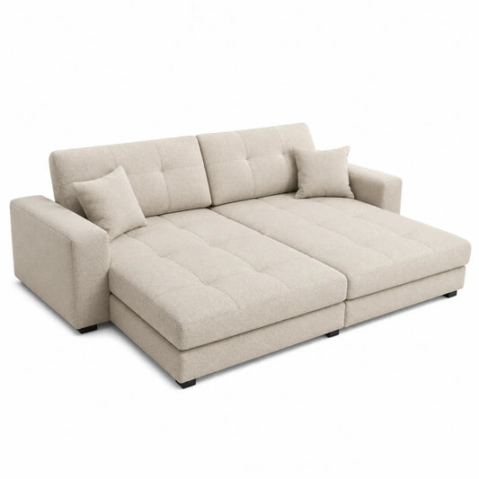 Rozkładana sofa z tkaniny poliestrowej z poduszkami 250x150x90 cm