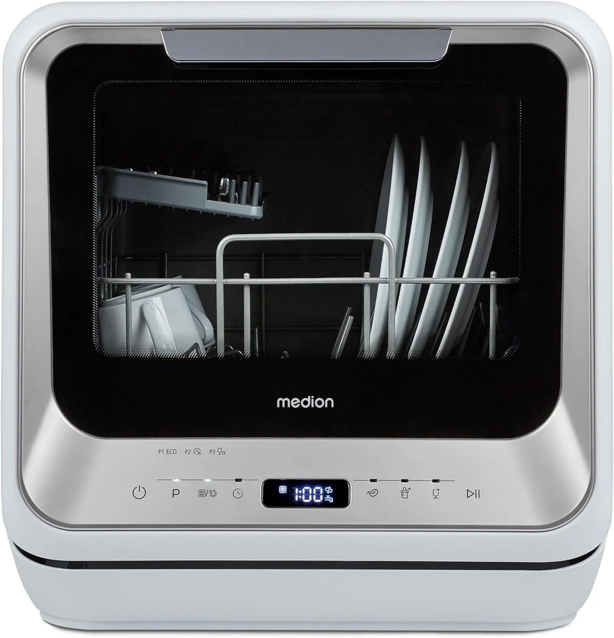 MEDION Máquina de lavar loiça, 6 programas, DWT20, instalação gratuita, 2 talheres, sem conexão com água, trabalha com, garrafa, início atrasado