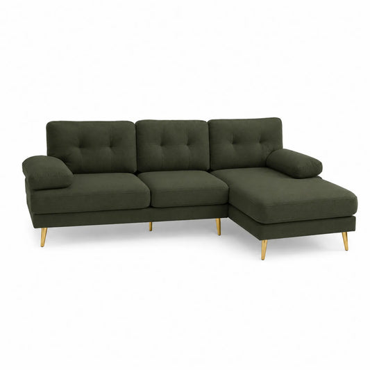 Narożna sofa z podłokietnikami zielona