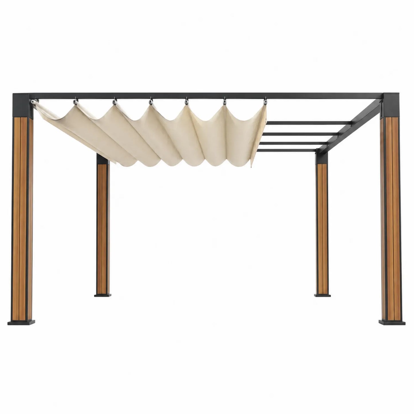 Metalowa pergola ogrodowa z kremowym daszkiem 300x300 cm