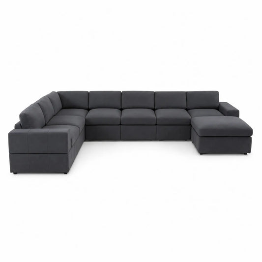 Narożnik modułowy z tkaniny poliestrowej w kształcie litery L, Ciemnoszary, 300x250 cm