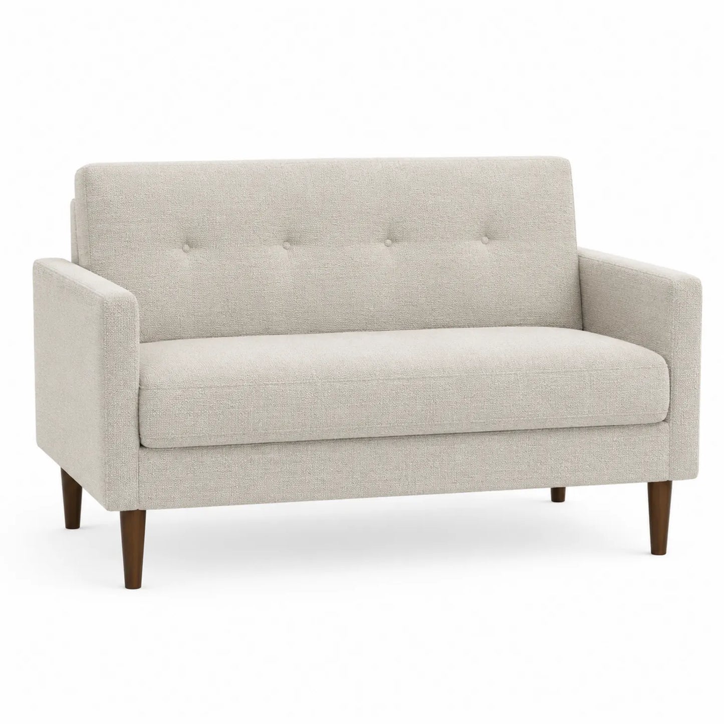 Sofa dwuosobowa z tkaniny lnianej beżowa