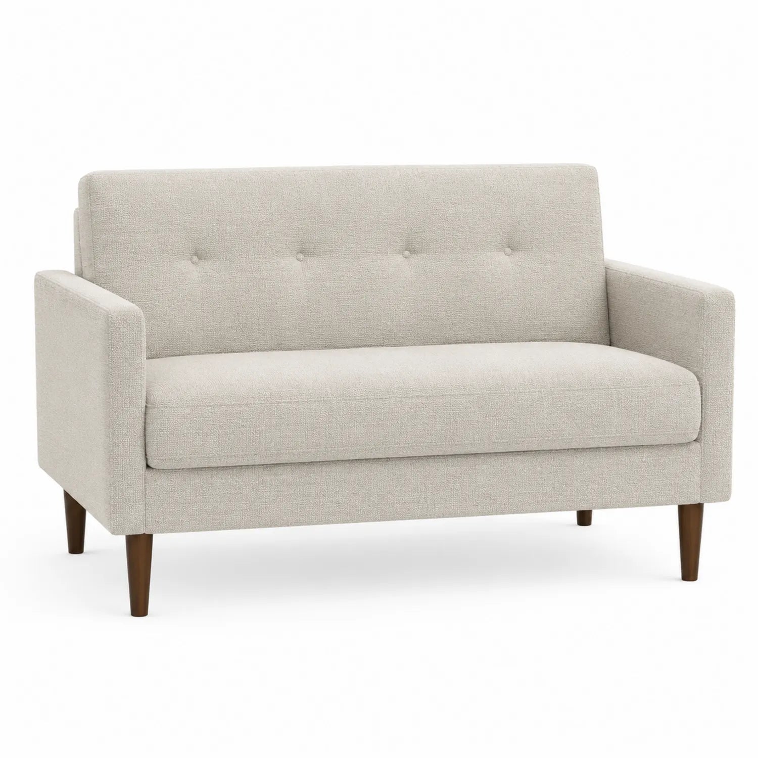 Sofa dwuosobowa z tkaniny lnianej beżowa
