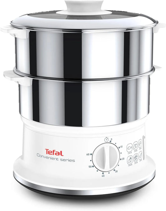 Tefal Steam Fogão, série conveniente, 2 Bols de aço inoxidável, nutriente e conserva de sabor, fogão a vapor para refeições saudáveis - Preserve