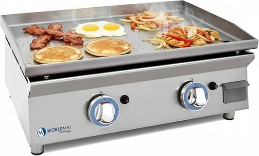 Produto Plancha Gás profissional LUx Worldmai 60 cm em aço laminado. Plancha com estrutura INOx para cozinha industrial, MBH, bar e restaurante