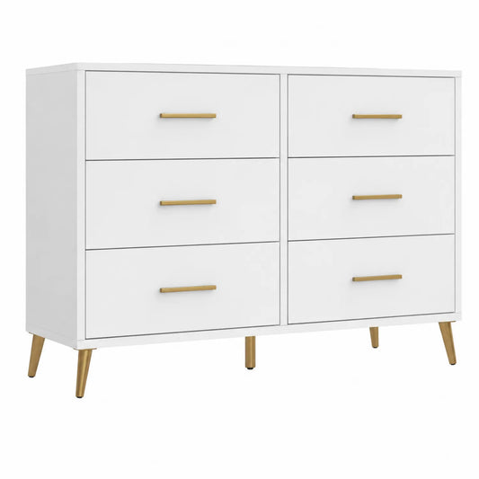 Komoda z 6 szufladami MDF Biała 120x40x75 cm