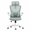 Fotel biurowy ergonomiczny z siatki w kolorze mięty z białą ramą