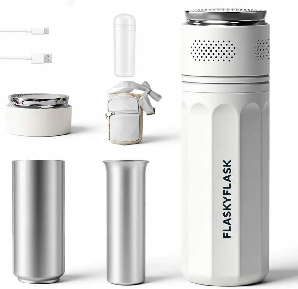flaskyflask Frigorífico elétrico, 2 a 8 °C, USB, ecrã LCD, transporte de insulina e medicamentos, mini frigorífico portátil, branco, TSA certificado para diabéticos