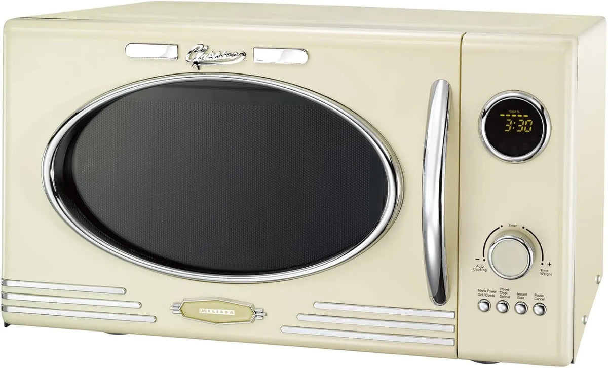 Microondas, 23 L, 1000 W, grelha, melissa Retro forno de microondas 16330128-1000 W - cavidade 23 L - modelo com função de grelha - cor creme