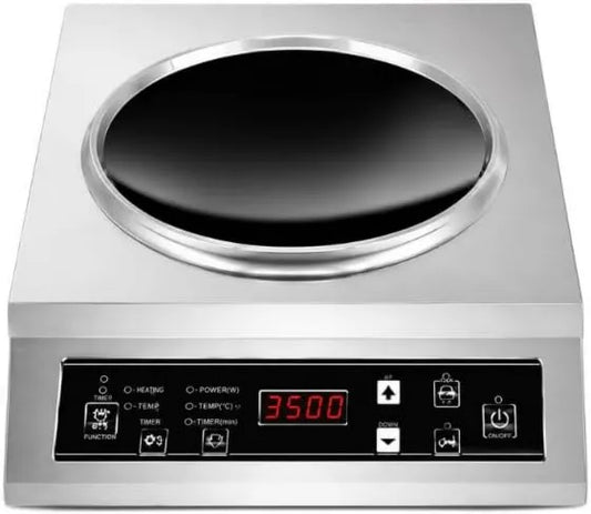 Générique Placa de indução, 3500 W, mesa de indução de cozinha, aço inoxidável, placa de indução de aço inoxidável Wok 3500 W