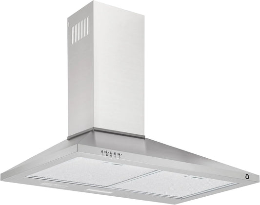 Acekool exaustor, 75 cm, capa de cozinha, evacuação e reciclagem, 3 velocidades, instalação de parede, aço inoxidável, 450 CFM, LED, filtros de chicane