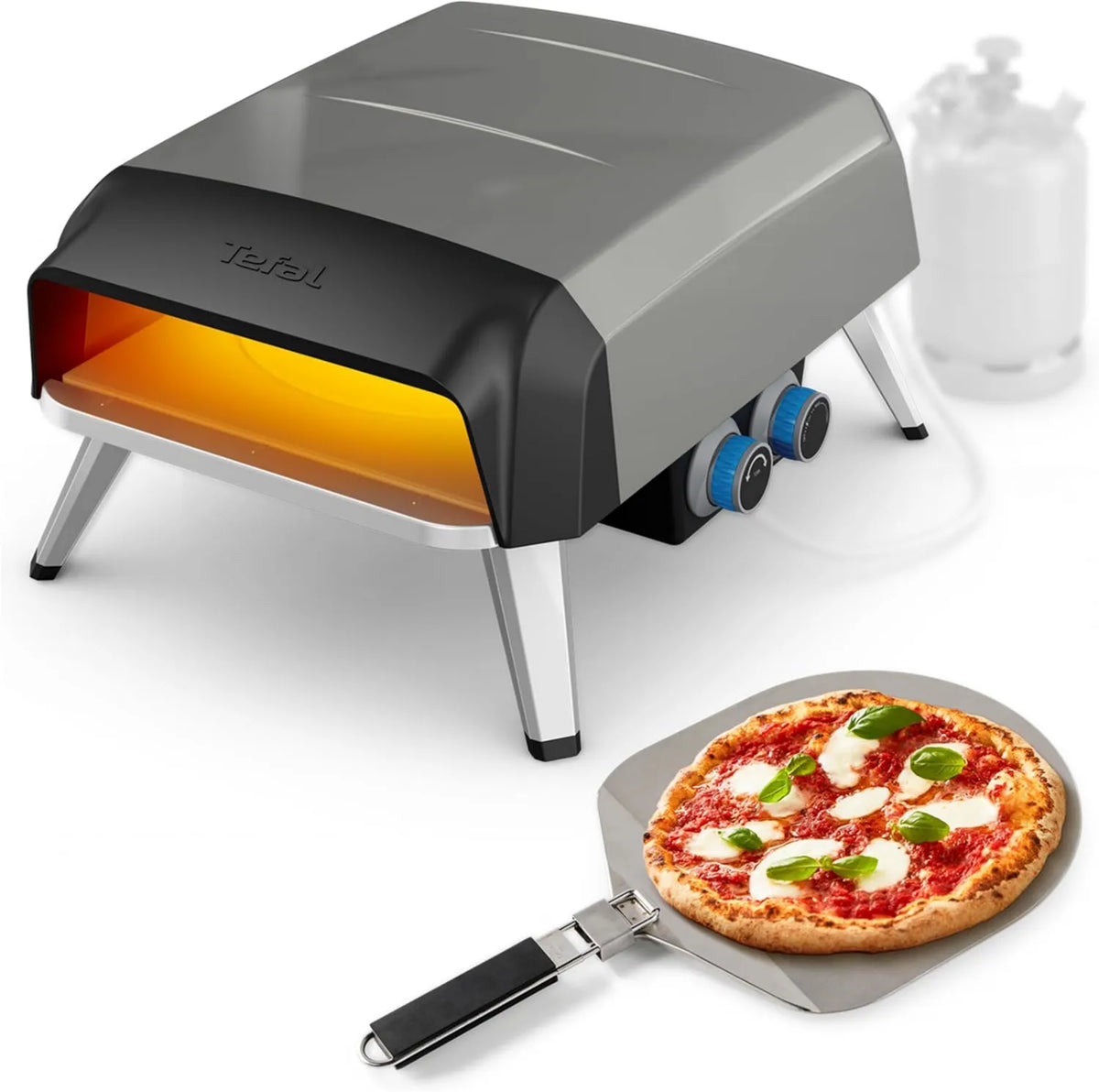 Tefal Pizza forno elétrico, 30cm, ao ar livre, máquina de pizza com 360 pedra rotativa, Cozinha autêntica em 90 segundos, Pizza Pronto