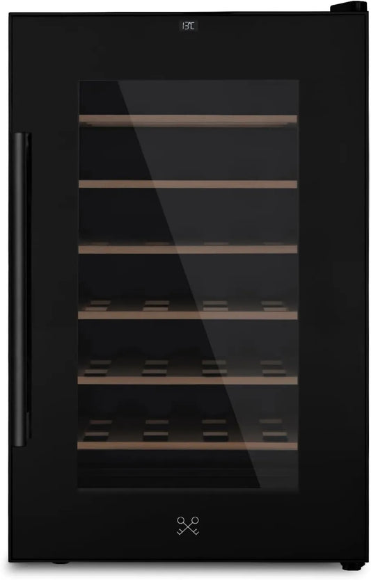LES PETITS CHAMPS CAVCB28, 70 L, 28 garrafas, 11 a 18 °C, preto, LED, 6 prateleiras, UV, PEQUENAS CAMPANHAS Conservação Adega de Vinho de 28