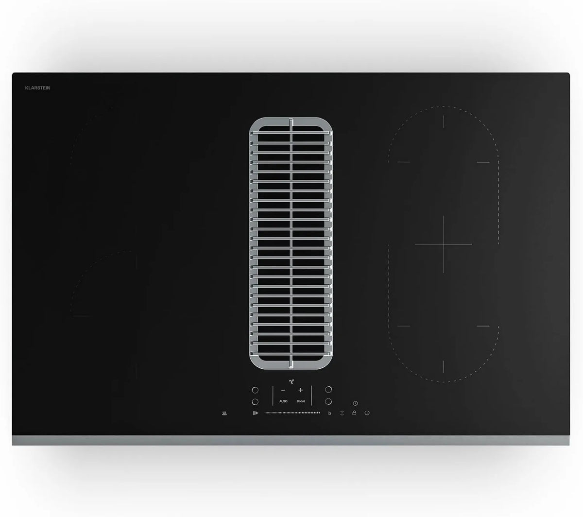 KLARSTEIN Utensílio de cozinha, 80cm, 4 lareiras, 7400W, toque, temporizador, bloqueio, preto, 4 zonas, Klarstein Verosteel Placa de indução com
