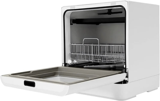 YISSALE Máquina de lavar loiça, 800 W, 4 programas, apartamento e estúdio, spray 360°, talheres 6-8, secagem de ar quente, cozinha compacta