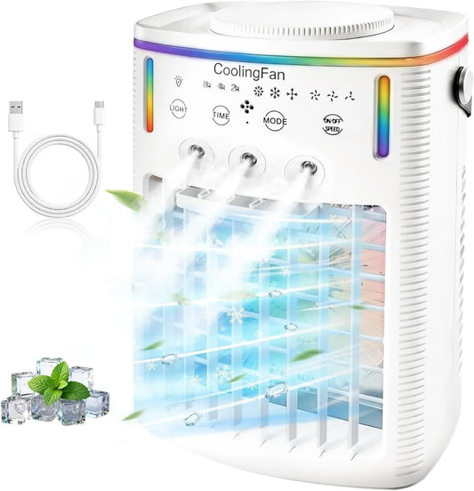 YGQ Ar condicionado 1500ML 2-4-8H, 35 dB, portátil, timer, 3 velocidades, silencioso, camping, 7 cores LED e comando à distância, para carro e quarto