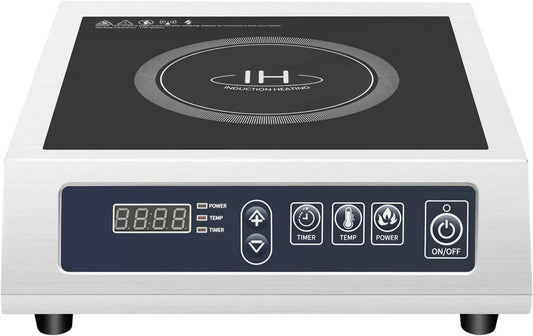 awolsrgiop Cozinhador com forno 24h, 3500 W, timer, profissional, restaurante, bobina de cobre e LED, 11 níveis, Capacidade 75 kg, 3500W fogão de indução
